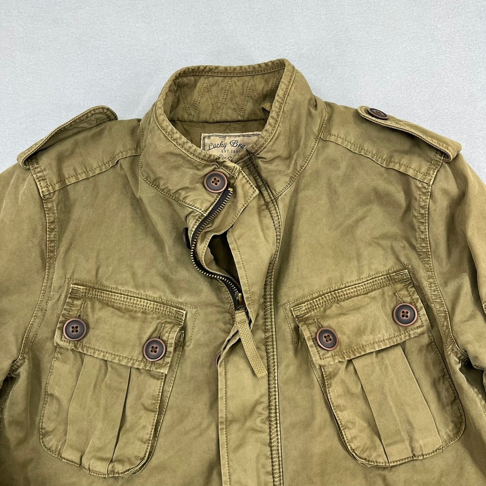 Lucky Brand Womens Small Olive Green Military Field Utility Jacket‎ Cotton - Picture 4 of 15